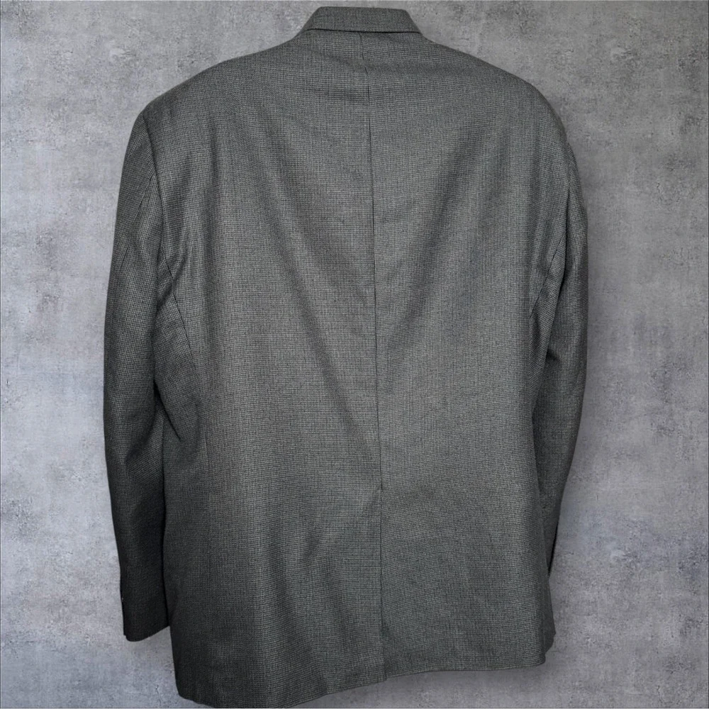 Chaps Mens Sport Coat 48R Olive Grey Micro Check Two Button Notch Lapel Blazer